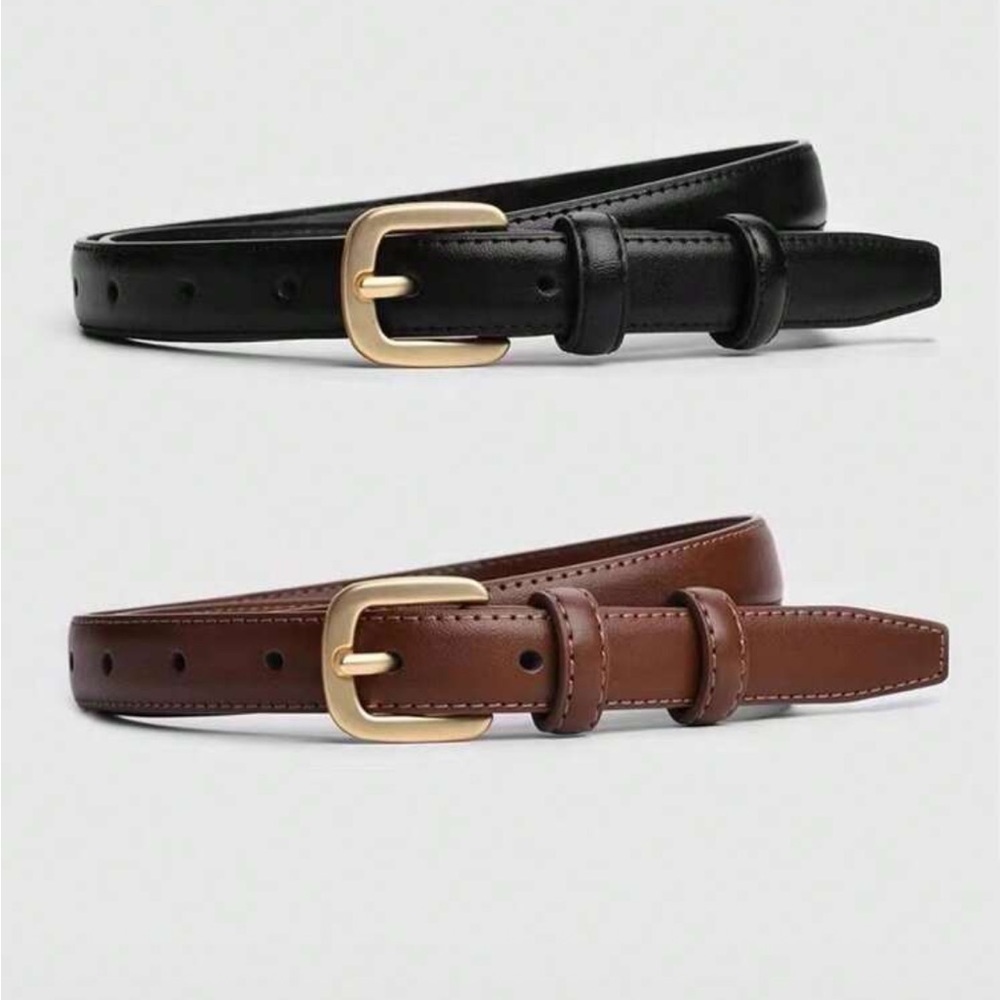 NWT SHEIN Black and Brown Leather Belt Set